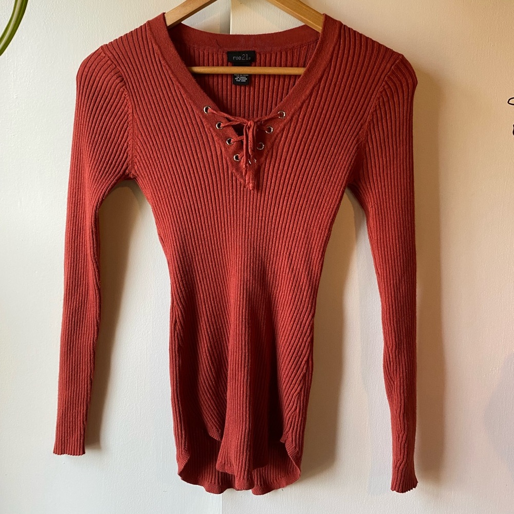 Rue 21 Burnt Orange Colored Long Sleeve Fitted XL